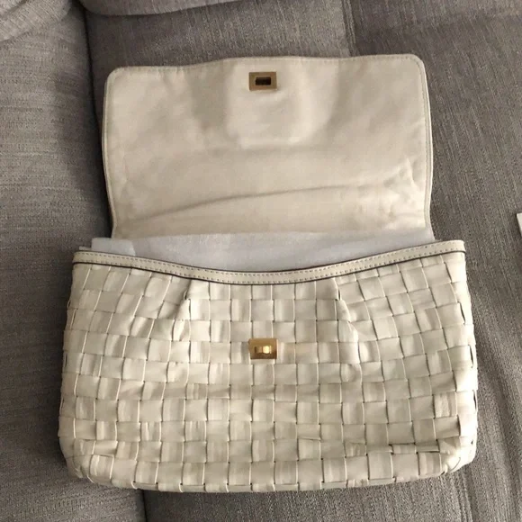 NWT Marc jacobs cream calf leather woven clutch